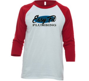 Easy Fit Plumbing red and white raglan work shirt.